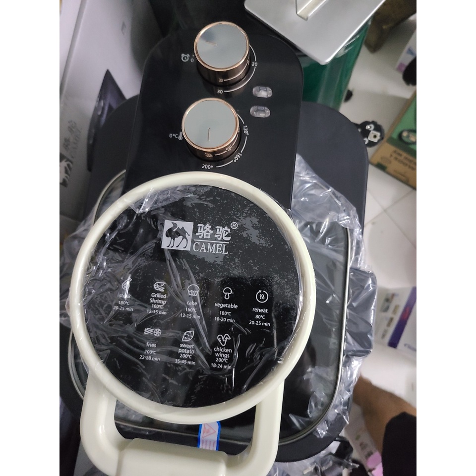 Nồi chiên không dầu CAMEL 12L có nắp kính sẵn 2 màu Ghi và Trắng sản phẩm được BH 12 tháng