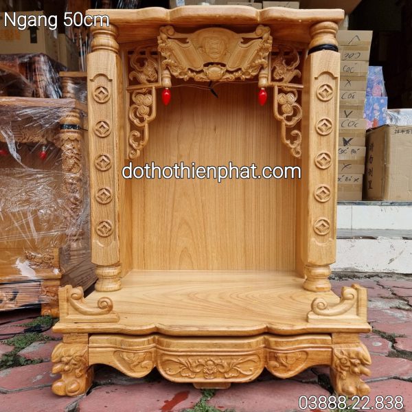 Bàn thờ thần tài ông địa 50x68 gỗ gõ đỏ hàng loại 1