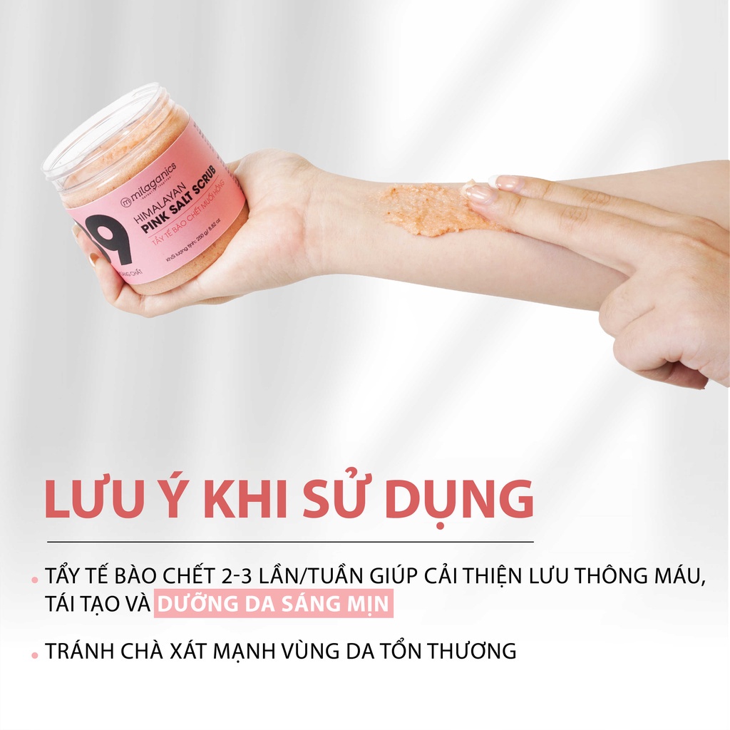 Tẩy tế bào chết muối hồng MILAGANICS 89 loại khoáng chất trắng sáng da, giảm tế bào chết cho body 250g/hộp | BigBuy360 - bigbuy360.vn