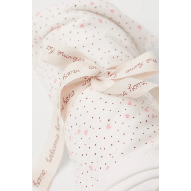 Set 5 chi tiết quần áo bodysuit mũ chăn hồng  HM H&M_hàng chính hãng authentic