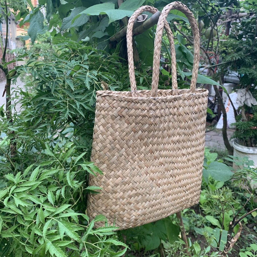 Túi cói đi chợ ,đựng hoa quả, làn cói / túi cói handmade cầm tay, thân thiện môi trường
