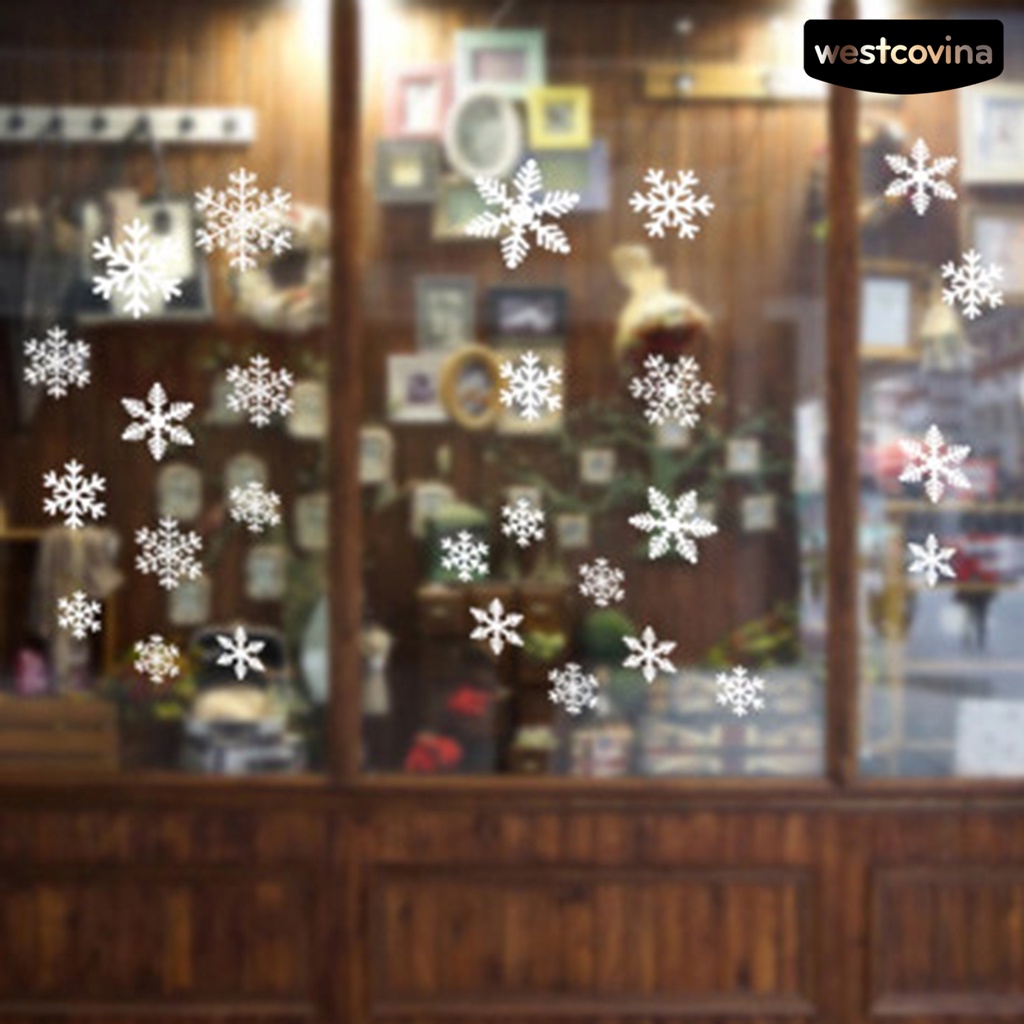 [Hot]☃Sticker Dán Tường PVC Họa Tiết 3D Hình Bông Tuyết Dùng Trang Trí Giáng Sinh