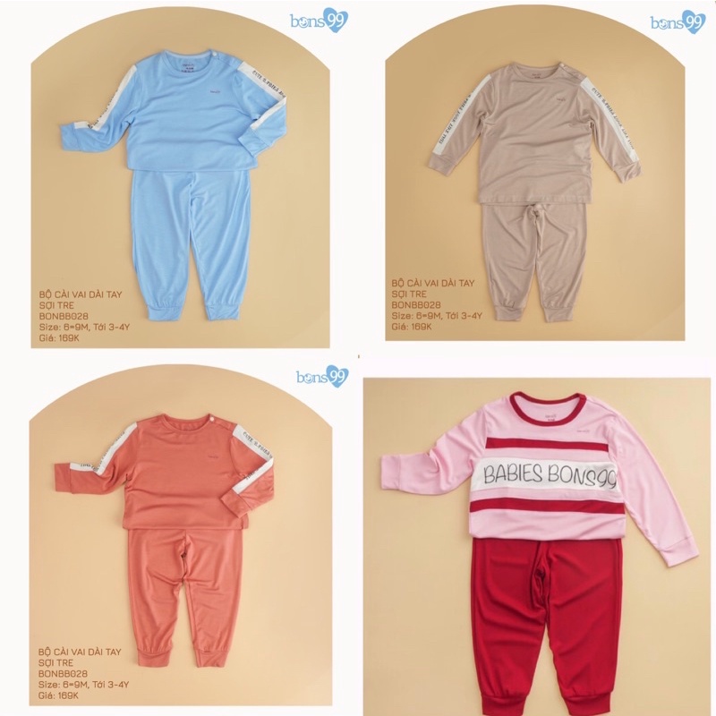 Bộ Dài Tay Sợi Tre Cho Bé 6m-4y