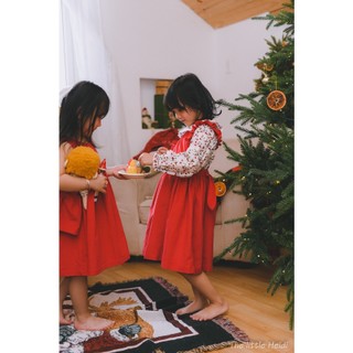 Set yếm nhung đỏ Noel/ Set đầm Noel/ Đầm noel đỏ cho bé/ Đầm thiết kế cho bé The little Heidi