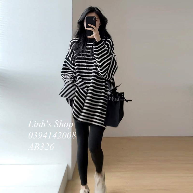 SẴN Áo Len Suông Dài Rộng AB326