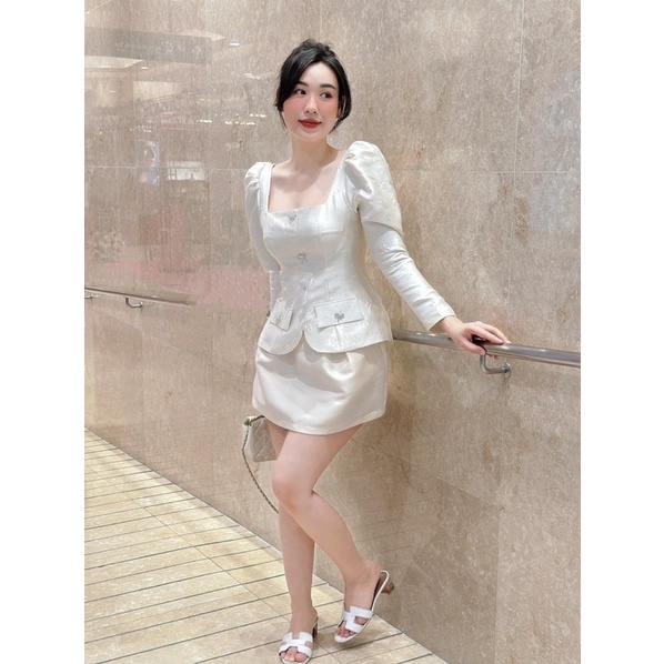 Áo tafta gấm cao cấp đính nơ