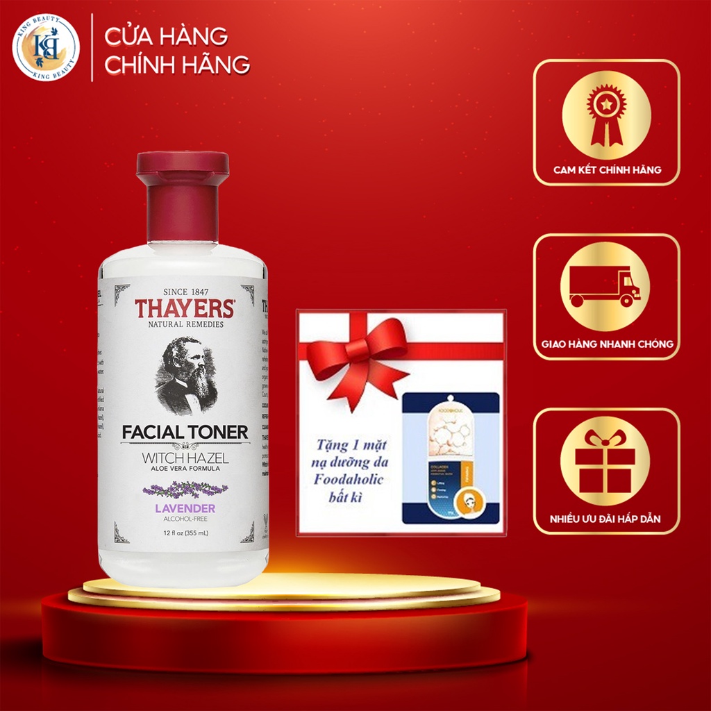 Nước hoa hồng Se Khít Lỗ Chân Lông Không Cồn Thayers Witch Hazel Lavender 355ml  + Tặng 1 mặt nạ Foodaholic bất kì