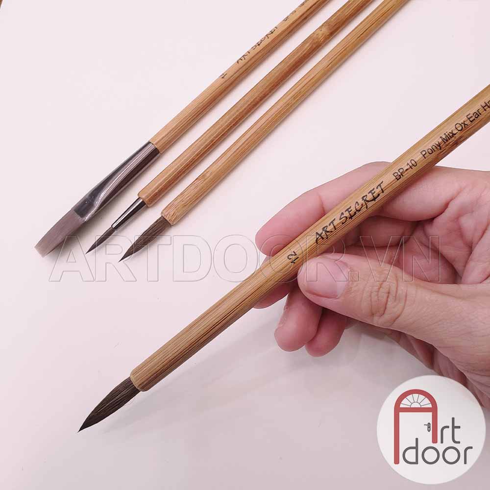 [ARTDOOR] Bộ cọ vẽ Thư Pháp ART SECRET lông Ngựa cán tre Nâu 4 cây (BP10)