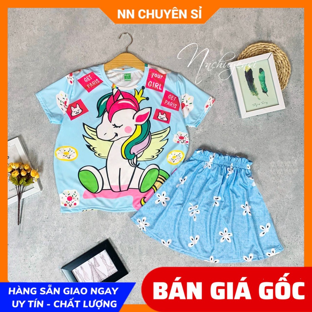 Set váy bé gái chất thun mềm mát in hình doremon pony hoạt hình dễ thương SVRBN FULL SIZE