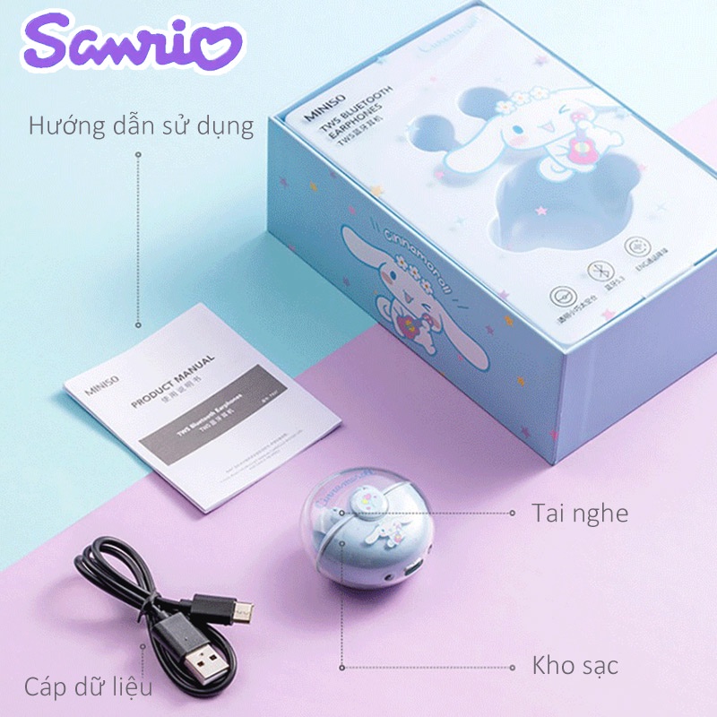 Tai Nghe Nhét Tai Miniso x Sanrio Kuromi Cinnamoroll TWS Kết Nối Bluetooth5.3 Không Dây Chống Tiếng Ồn Có Mic
