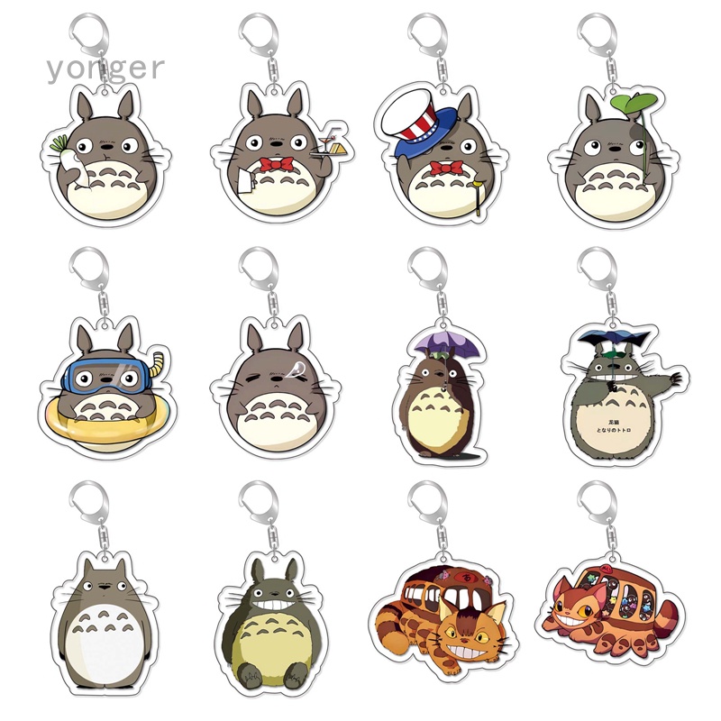 Móc Khóa Kim Loại Acrylic Trong Suốt Hình Totoro 12 Phong Cách