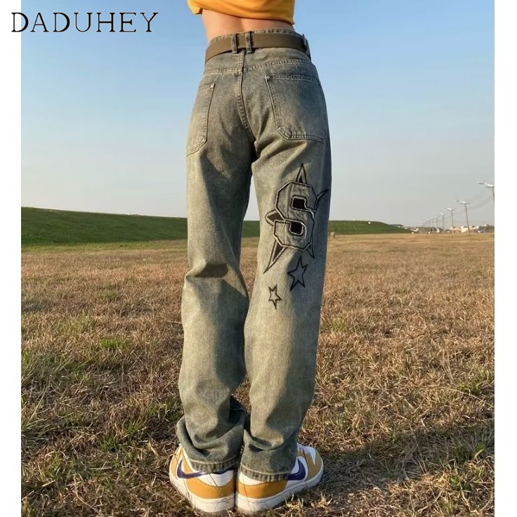DaDuHey Men's and Women's Fashion Brand Loose Casual Pants Autumn and Winter Fashion Retro All-Match Jeans