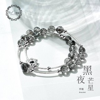 Tóc đen tinh thể vòng đeo tay Vòng đeo tay vòng tròn đôi nữ đeo vòng tay may mắn tinh thể vòng tay đen Crystal Vòng đeo tay bạn gái tóc đen crystal