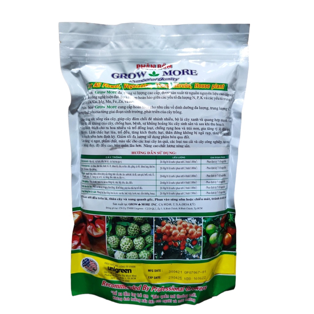 Phân bón lá NPK Growmore 30-10-10 + TE Gói 1 ký Chuyên cây con đến trưởng thành