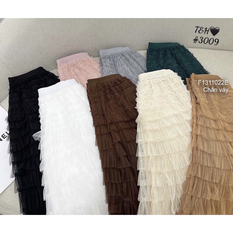 Chân váy màu dài xếp tầng bèo TT1311