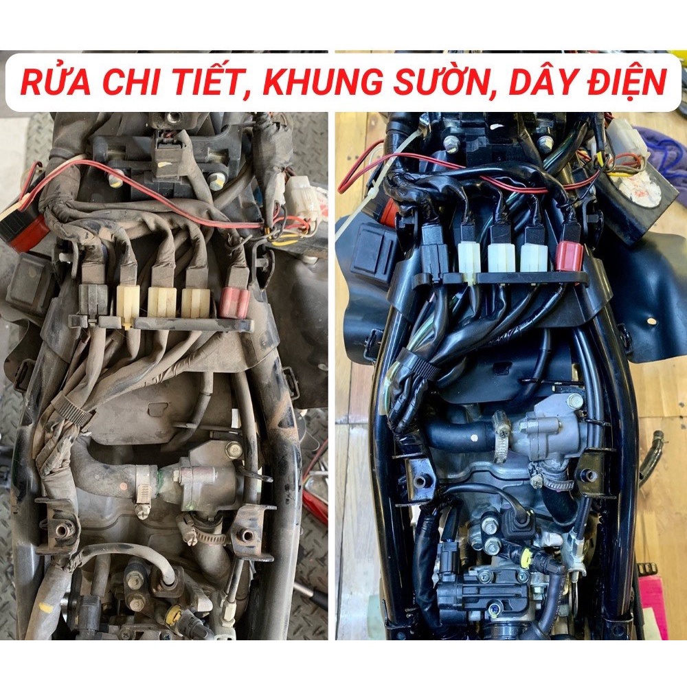 Tẩy rửa dầu nhớt Motorbike Cleaner 850ml + Chải Sên 3D, Cọ Bút, Bàn Chải Nhỏ