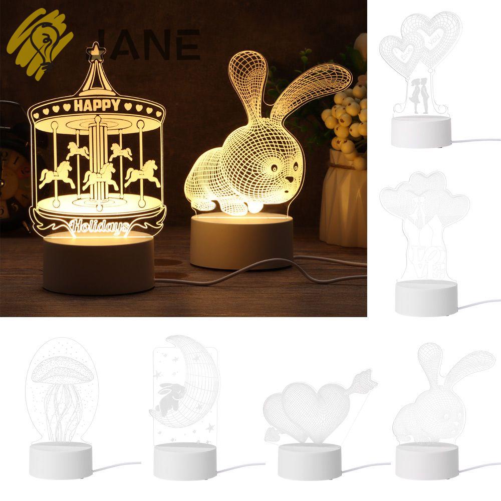 Đèn LED 3D bằng acrylic hình thỏ dễ thương để bàn trang trí