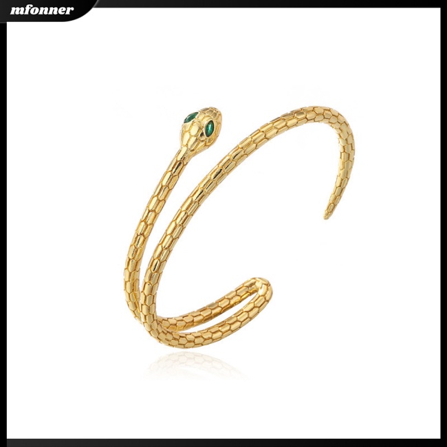 Vòng Tay Hở Hai Lớp Hình Đầu Rắn Phong Cách Hip hop Thời Trang Cho Nữ