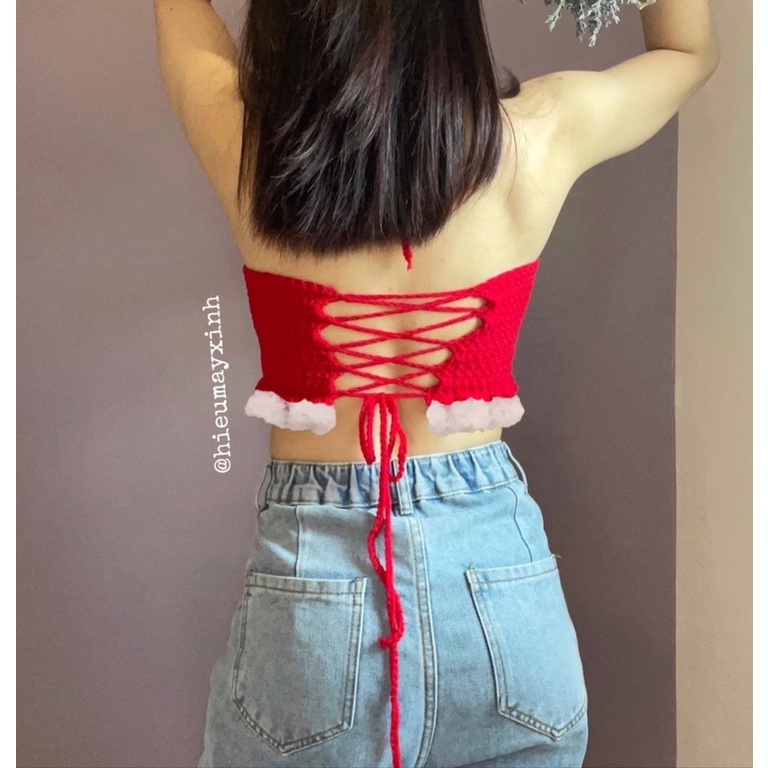 “REGINA cut out Top” - áo len crochet handmade mùa Giáng Sinh dễ thương