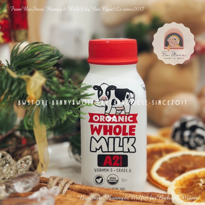 Sữa Tươi Hữu Cơ A2 Organic Whole Milk - Mỹ vị nguyên kem 240ml [ Hàng Air - Date 2023 - Bw Store ]