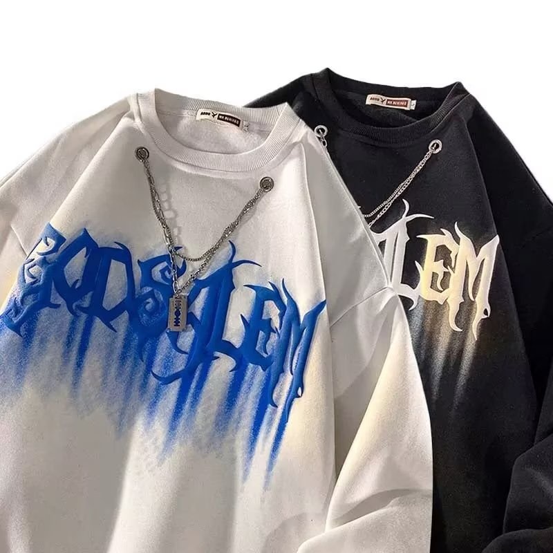 Áo sweater Hiphop Đường Phố Cao In Hoa Đào Có Vòng cổ Phiên Bản Hàn Quốc Thời Trang Mùa Thu Cho Nam 8xl Tăng Kích Thước