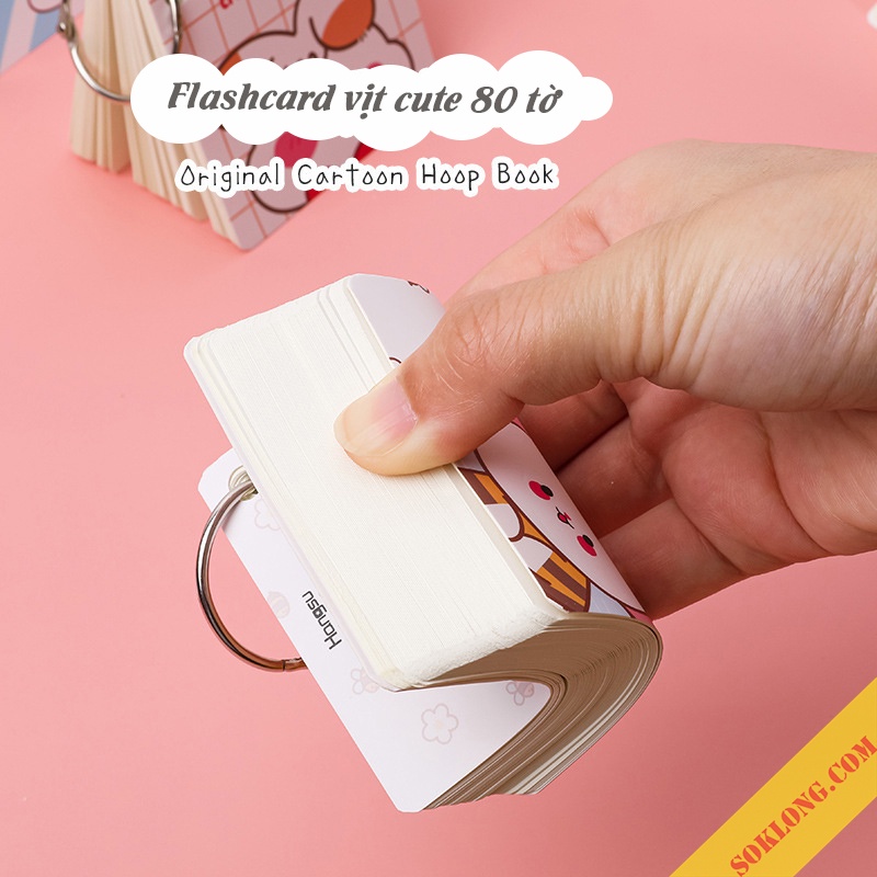 Tập thẻ ghi chú flashcard vuông vịt vàng học ngoại ngữ NO29 Tập hoạt hình dễ thương