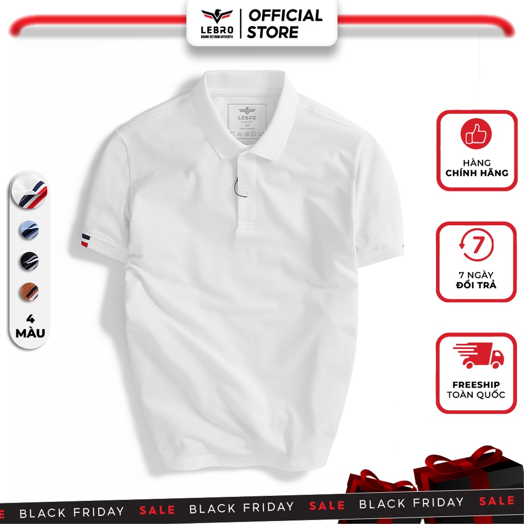 Áo polo nam LEBRO chất liệu CVC cao cấp màu trơn thấm hút nhanh co giãn tốt bền màu kiểu dáng slimfit L122APL007