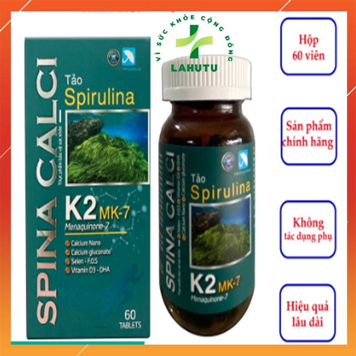 Canxi tảo Spirulina SPINA CALCI K2 MK7 tăng chiều cao cho trẻ và chắc khỏe xương cho mọi lứa tuổi LAHUTU