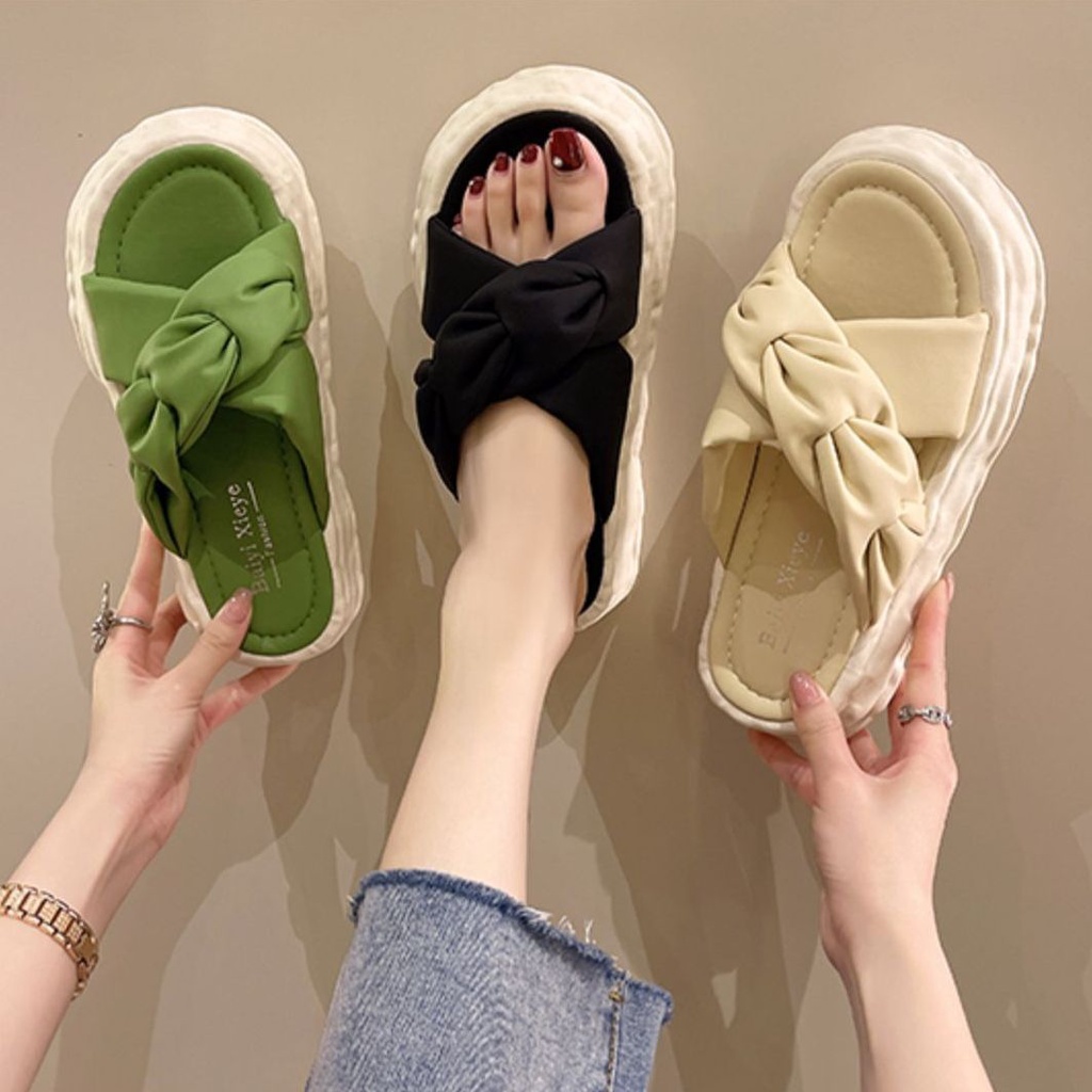 dép bánh mì Dép lê đi biển đế dày kiểu Pháp phong cách tiên nữ chống trượt ins