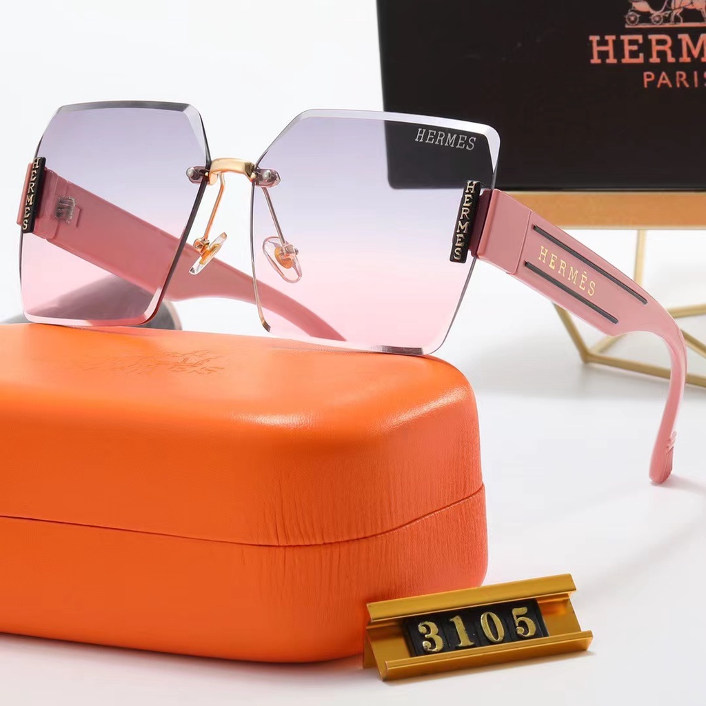 Kính Râm HERMES Chống Tia uv400 Nửa Gọng Thiết Kế Ý Chất Lượng Cao Cho Nam Và Nữ