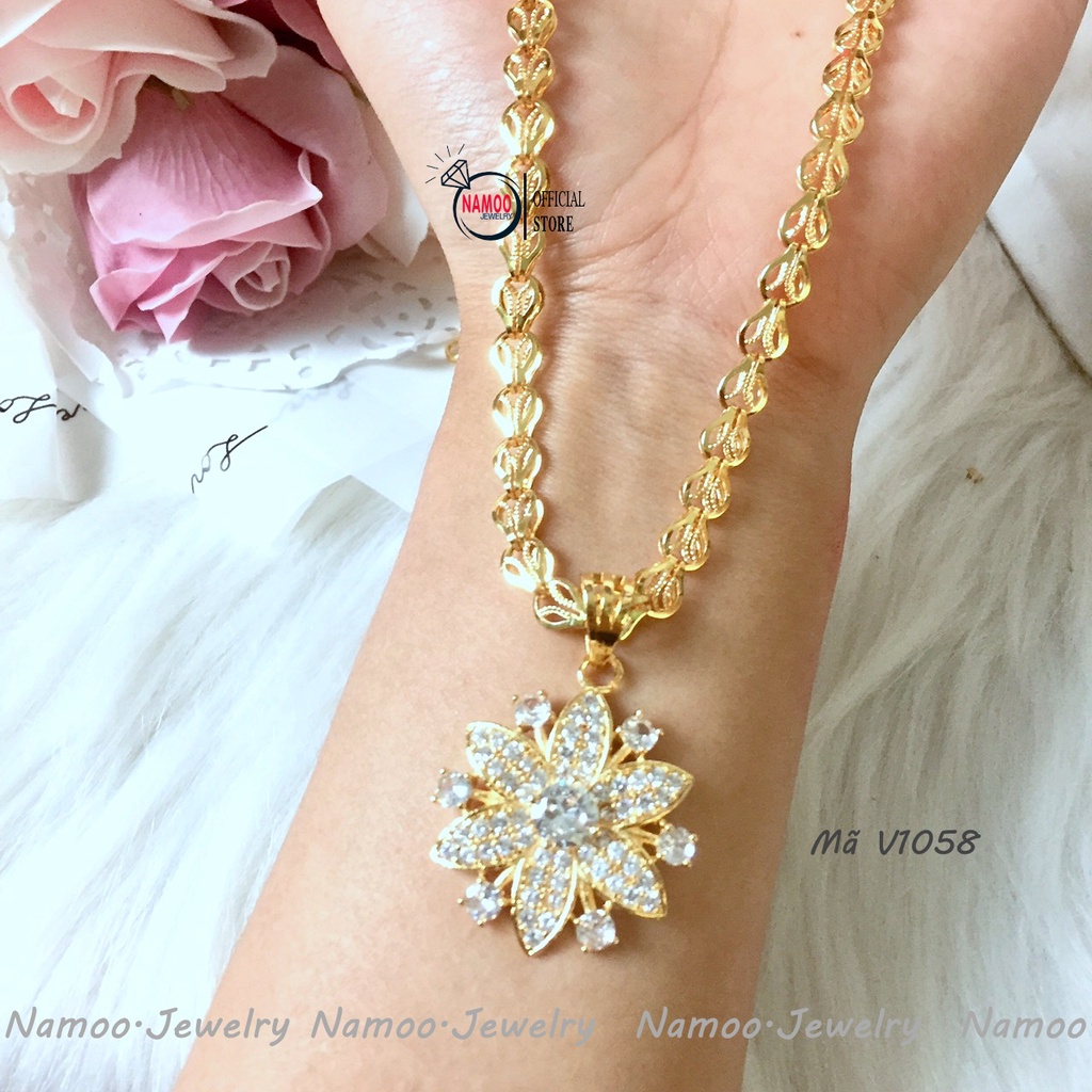 Dây Chuyền Nữ V1058 Hoa 5 Cánh Đá Lớn Nhiều Loại Dây