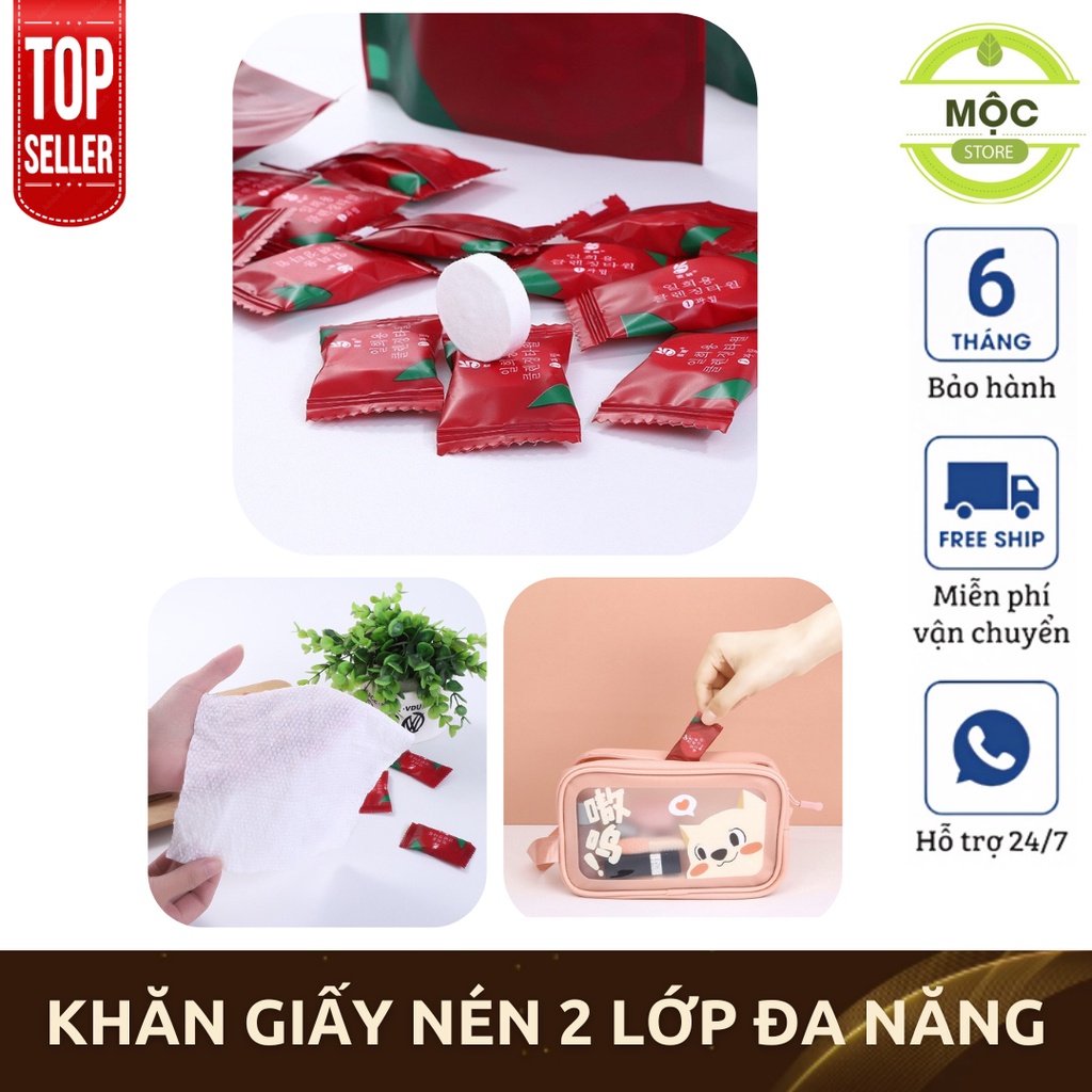Khăn Giấy Nén Hàn Quốc Cao Cấp Khăn 24x30cm - Loại Dày 2 Lớp - Mang Đi Du Lịch, Công Tác Tiện Lợi