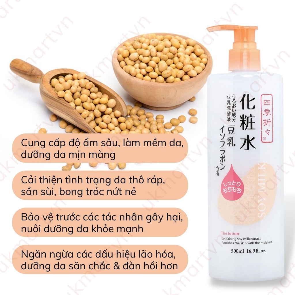 Lotion Dưỡng Ẩm Chiết Xuất Đậu Nành Kumano Shikioriori Soy Milk Moisturizing Lotion 500ml