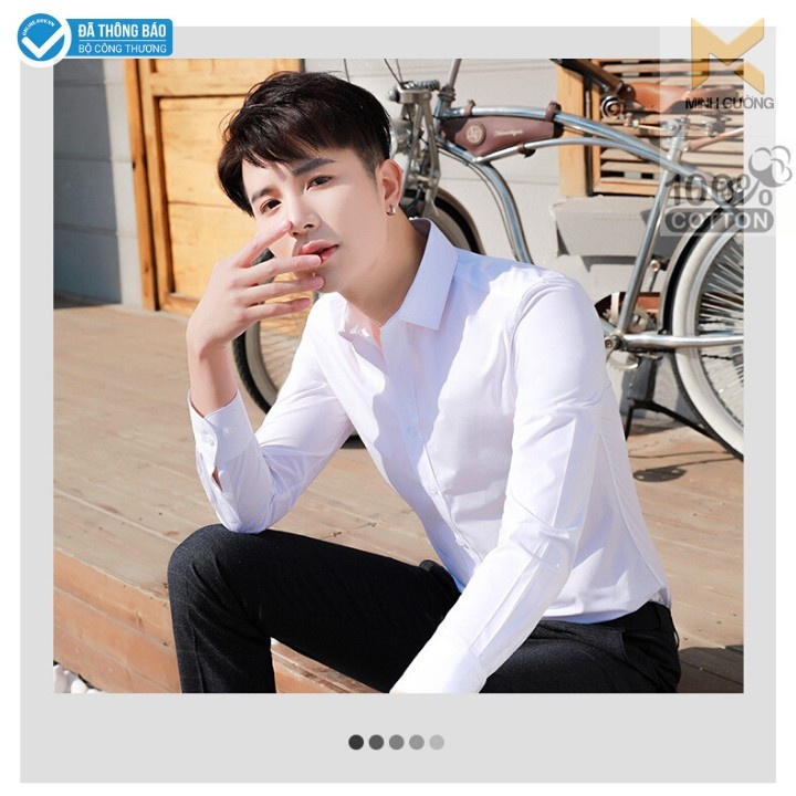 SƠ MI NAM MÀU XANH NHẠT dáng ôm chất đẹp, hàng VNXK