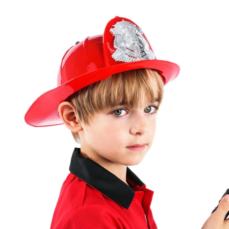 Fireman Hat Costume Accessory Kids Safety Helmet Halloween Cosplay Costume Props