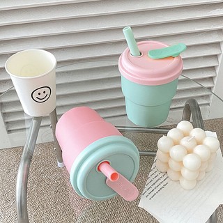 Bình Nước Silicone 450ML Kèm Ống Hút