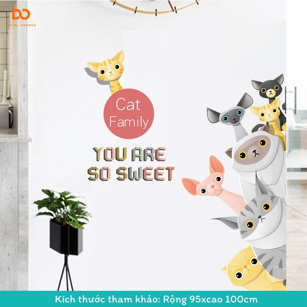 Hình dán tường cho bé trang trí phòng ngủ Mèo ngó cửa