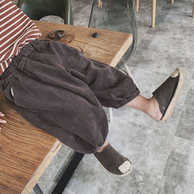 MNGRL Quần Nhung Tăm Jogger Vải Nhung Thoải Mái Hàn Quốc Cho Bé Gái Bé Trai