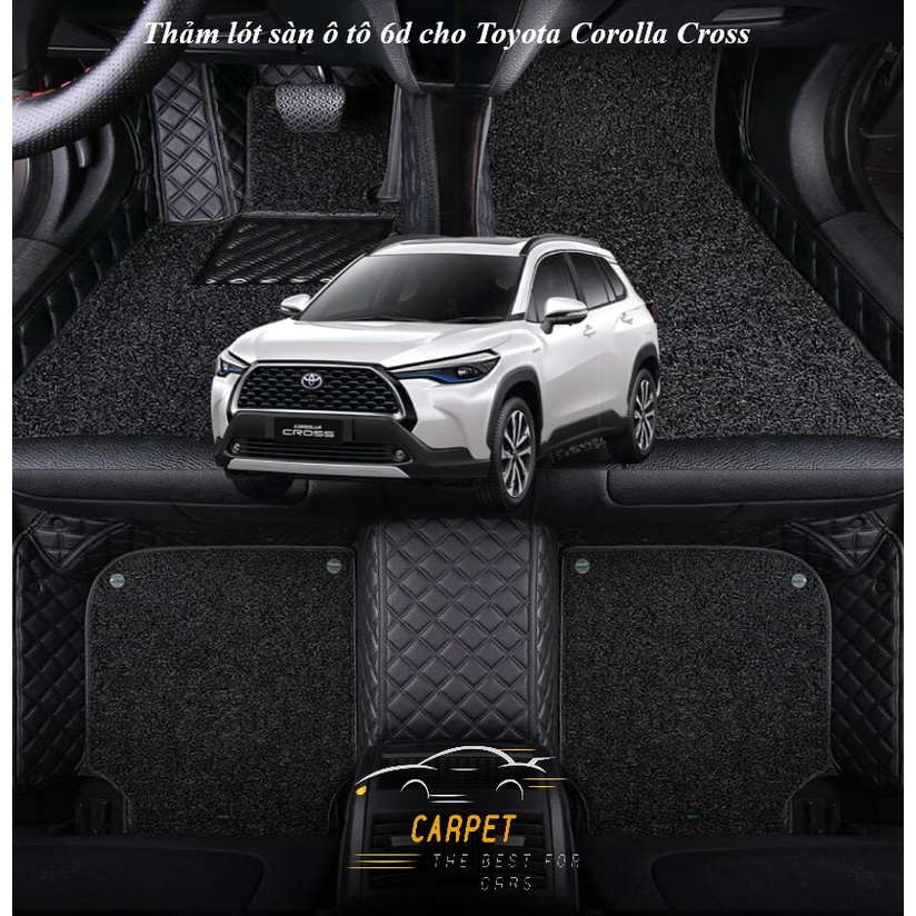 Thảm lót sàn ô tô 6D cho Toyota Corolla Cross bản xăng, thảm trải sàn da Nappa không mùi, chống xước