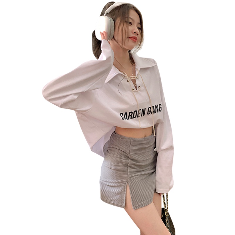 Áo thun nữ NRVP cổ bẻ dài tay phong cách Hàn Quốc thời trang 2023