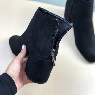 Giầy Bốt Nữ 7cm Da Lộn Gót Trụ VNXK