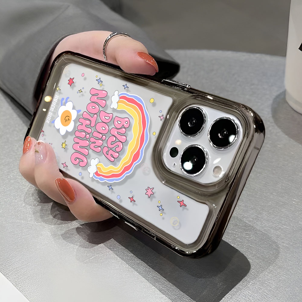 Ốp Điện Thoại Trong Suốt In Hình Hoa Và Cầu Vồng Cho iphone 14 Pro Max 13 11 12 7Plus X XR XS Max 8 7