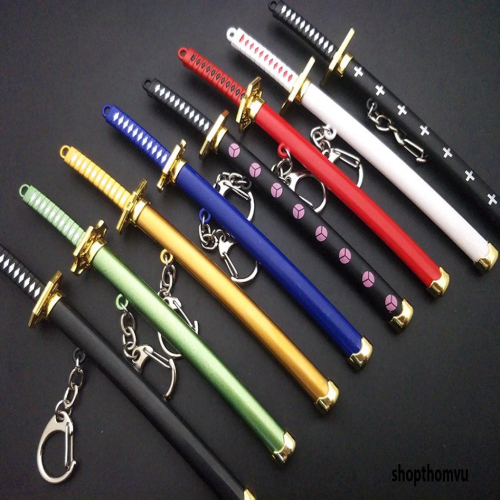 Móc Khóa Kiếm Nhật Zoro Law One Piece Bằng kim loại tổng hợp Không Gỉ 16cm