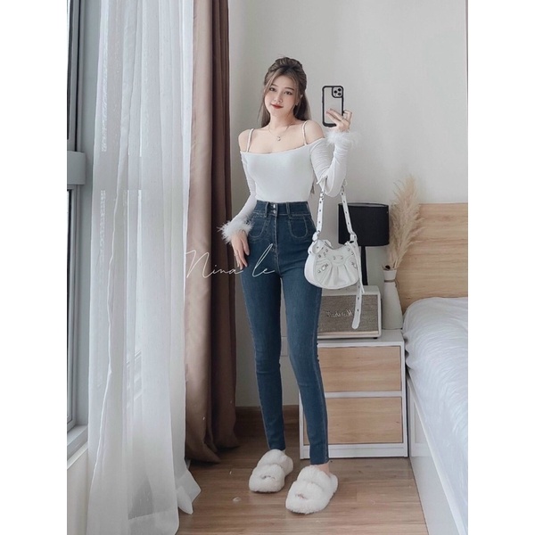 Áo kiểu nữ tay dài phối lông sang chảnh phong cách tiểu thư - 25 Store