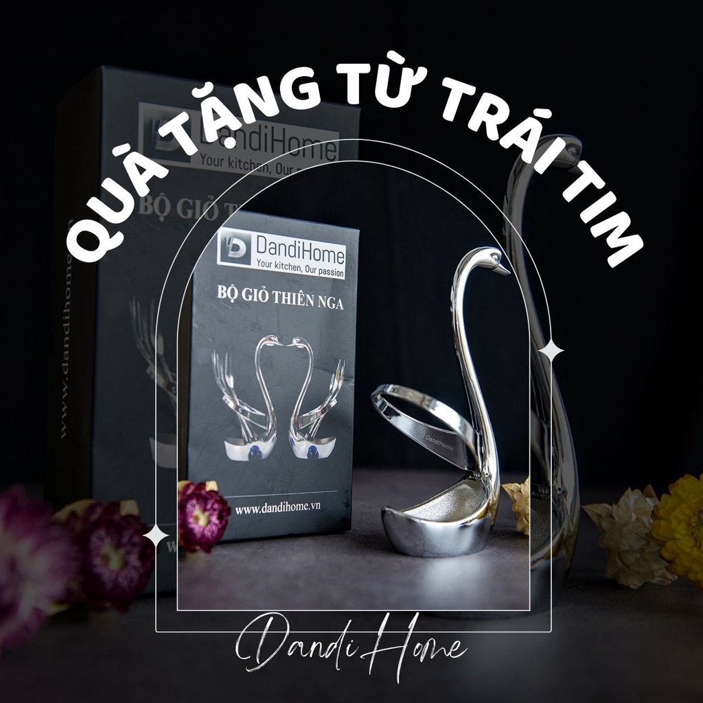 Set giỏ thiên nga DandiHome trang trí, đựng tiện dụng và 6 thìa cafe inox 304 cao cấp