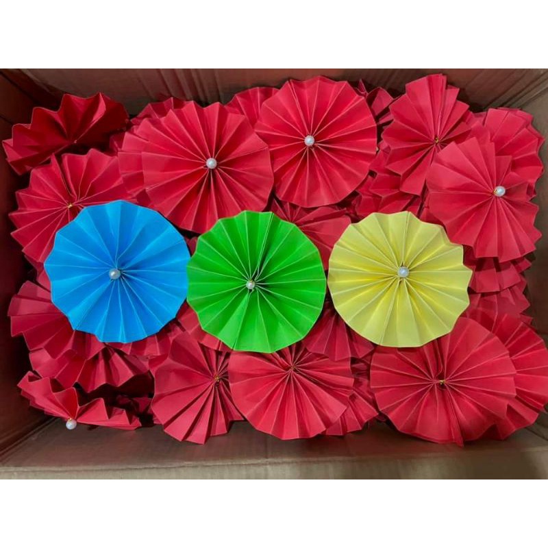 Quạt giấy trang trí sét cháp , vòng đào