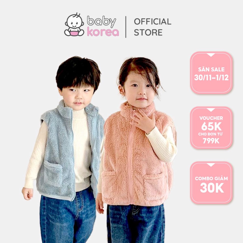 Áo khoác gile lông mềm mịn ấm áp made in Korea cho bé thời trang trẻ em BABYKOREA