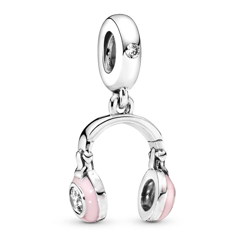 Hạt Charm Hình Trái Tim Và Chim Trái Tim Màu Hồng Tráng Men DIY Làm Trang Sức Cho Nam Và Nữ