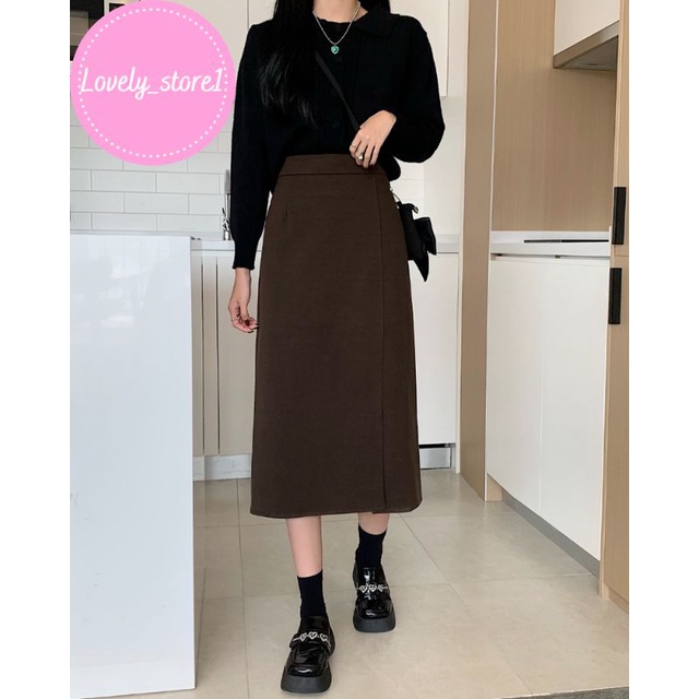 Chân váy dài ullzang qua gối xẻ tà cực xinh