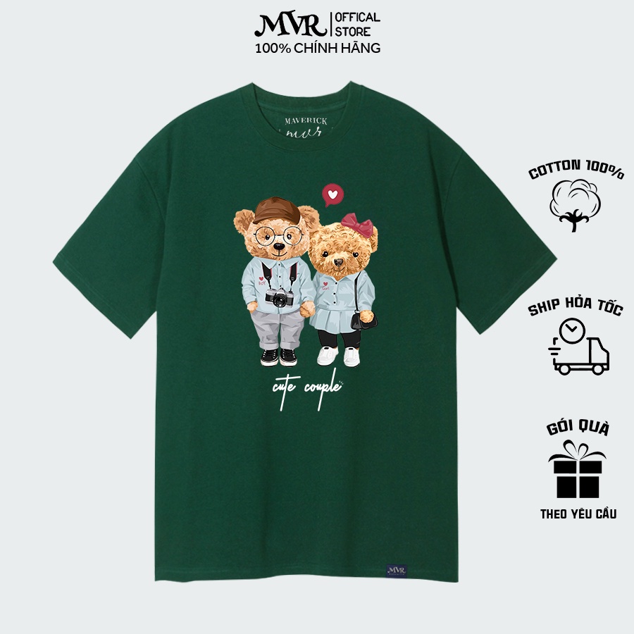 Áo Gấu Hàn Quốc Thun Cotton 100% Phông Unisex Nam Nữ In Hình Ao Mặc Cặp Đôi Quà Tặng Valentine MVR
